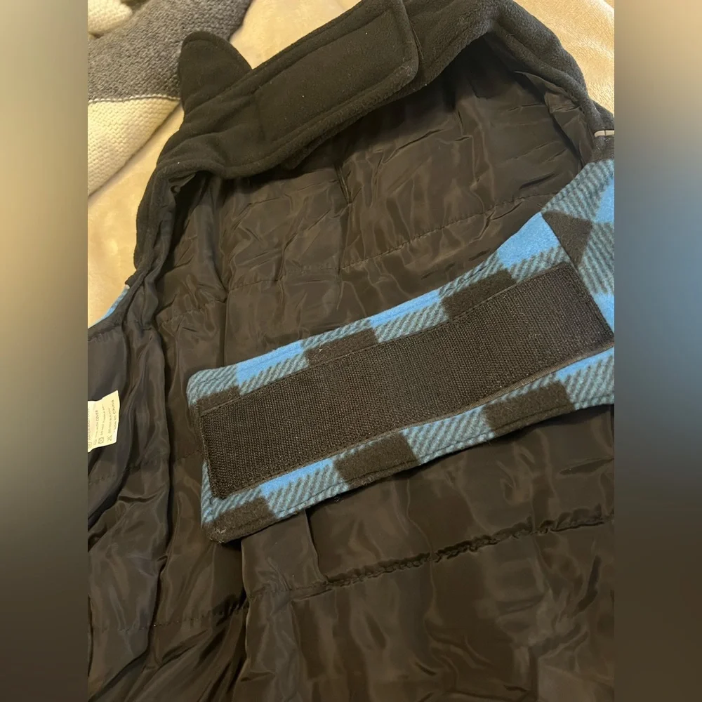 Dog Coat Blue and Black Plaid Fleece XXL